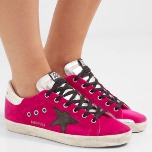 Golden Goose Pink Velvet Superstars Sneakers